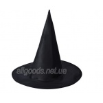 Шляпа ведьмы, колпак волшебника Черная однотонная
